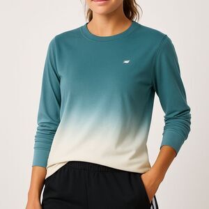 Fabletics Teal to Cream Ombré L/S Tee XL Soft Norm Coastal Minimalist Romanized